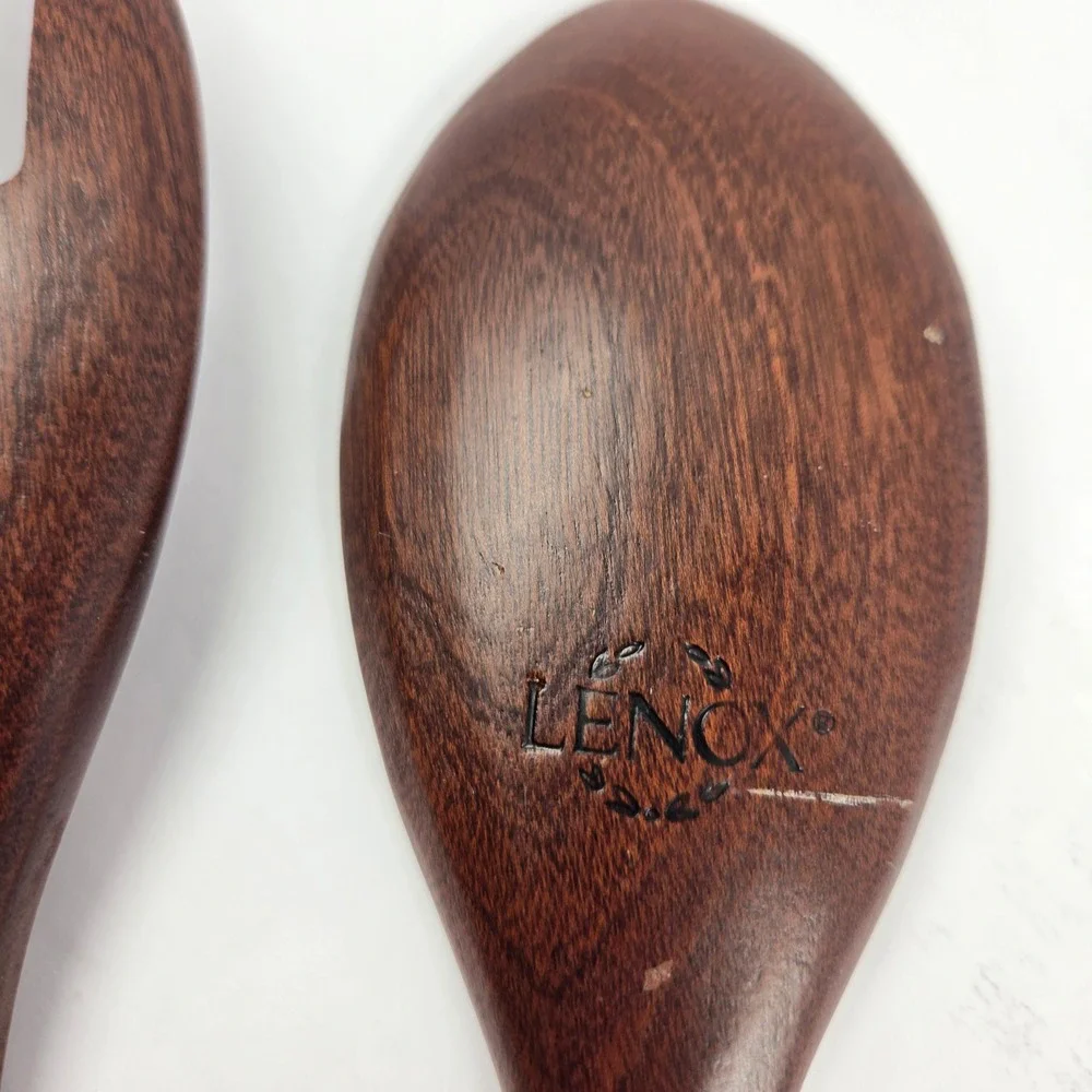 Vintage Lenox Dragonfly Wood Salad Serving Spoon Fork Set Art Nouveau 14